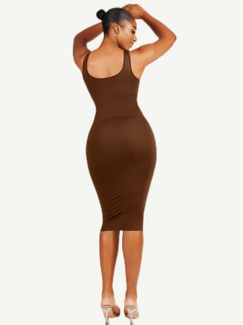 CurvyPower | UK Bodycon Tummy Control Bodycon Shapewear Midi Dress