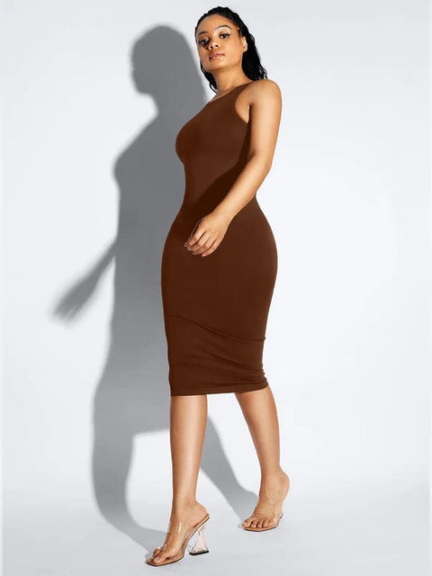 CurvyPower | UK Bodycon Tummy Control Bodycon Shapewear Midi Dress