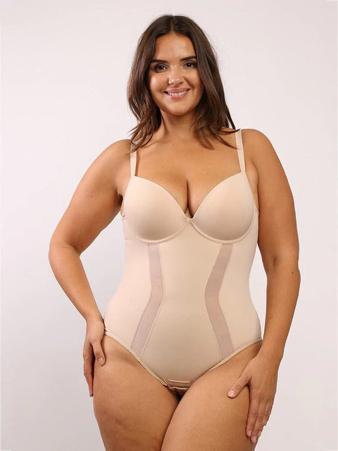 CurvyPower | UK bodysuit Beige / S One Piece Low Back Tummy Control Shaper Bodysuit