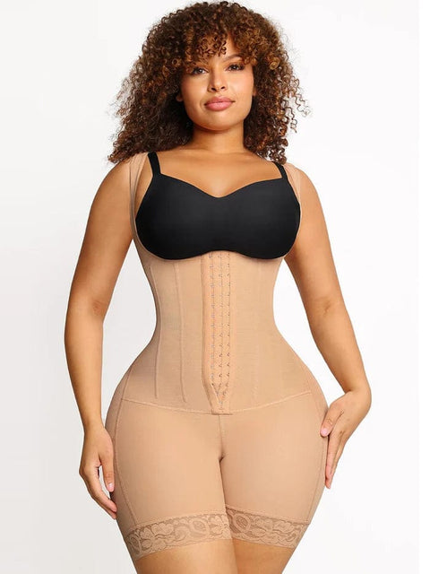 CurvyPower | UK bodysuit Beige / S Open Bust Compression Bodysuit with Steel Boning for Women’s Tummy Control