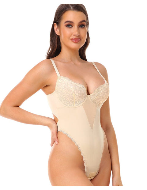 CurvyPower | UK bodysuit Beige / S Slimming Backless Shapewear Bodysuit with Built-In Bra