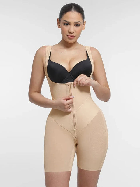 CurvyPower | UK bodysuit Beige / S U-Shaped Open Bust Support and Waist Slimming Tummy Control Shapewear Bodysuit