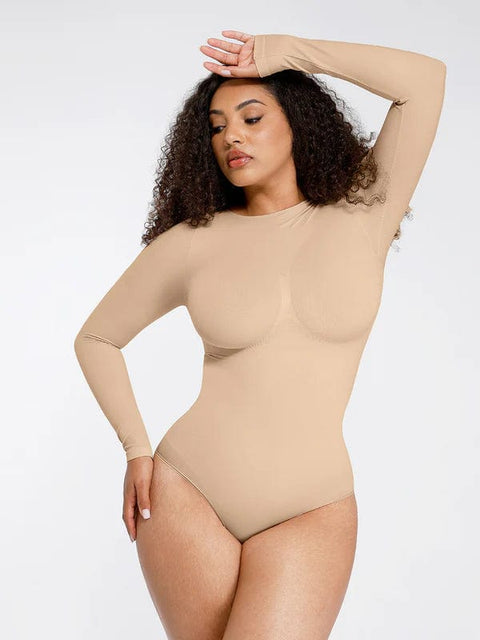 CurvyPower | UK bodysuit Beige / XS/S Long Sleeve Shapewear Tummy Control Bodysuit