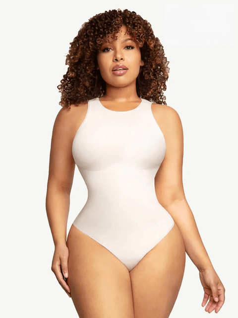 CurvyPower | UK bodysuit Beige / XS/S Sleeveless Tummy Control Shapewear Thong Bodysuit