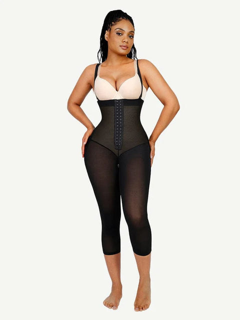 CurvyPower | UK bodysuit Black / S Adjustable Straps Open-Bust Tummy Control Shapewear Bodysuit
