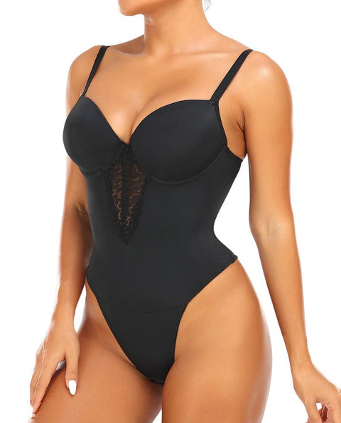 CurvyPower | UK bodysuit Black / S Seamless Tummy Control Shaping Bodysuit with Built-In Bra
