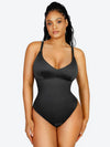 CurvyPower | UK bodysuit Black / S Tummy Control Elastic Mesh Shapewear Thong Bodysuit
