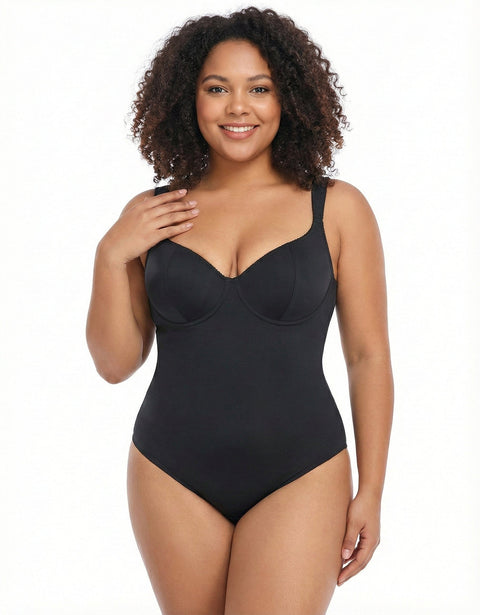 CurvyPower | UK bodysuit Black / S Women's Tummy Control and Bust Support Shaping Bodysuit with Adjustable Straps