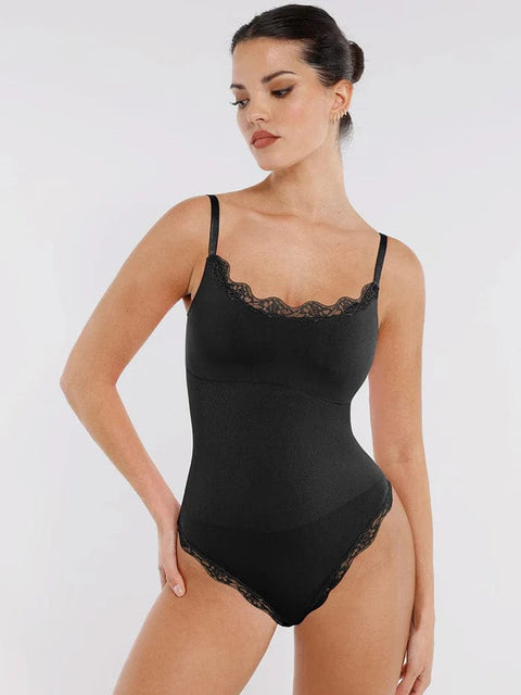 CurvyPower | UK bodysuit Black / XS/S Seamless Lace Waist Slimming Shapewear Cami Bodysuit
