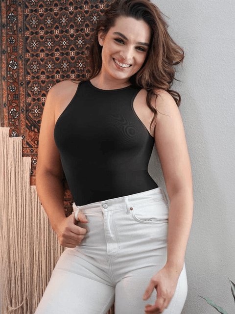 CurvyPower | UK bodysuit Black / XS/S Sleeveless Tummy Control Shapewear Thong Bodysuit