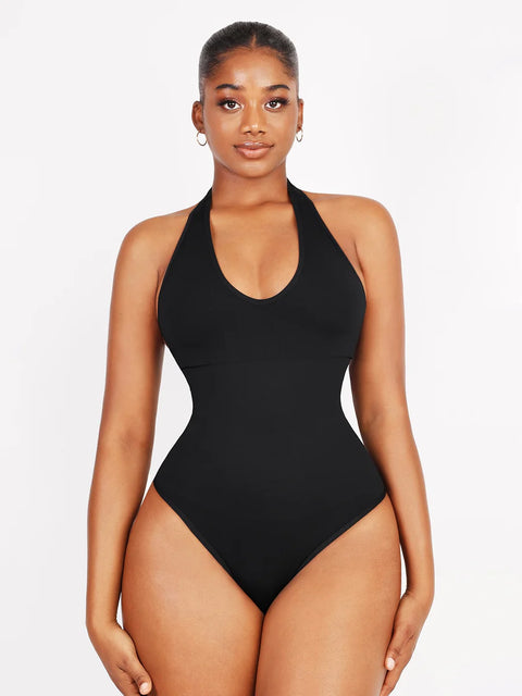 CurvyPower | UK bodysuit Black / XS/S Waist Control Halter Neck Shapewear Bodysuit