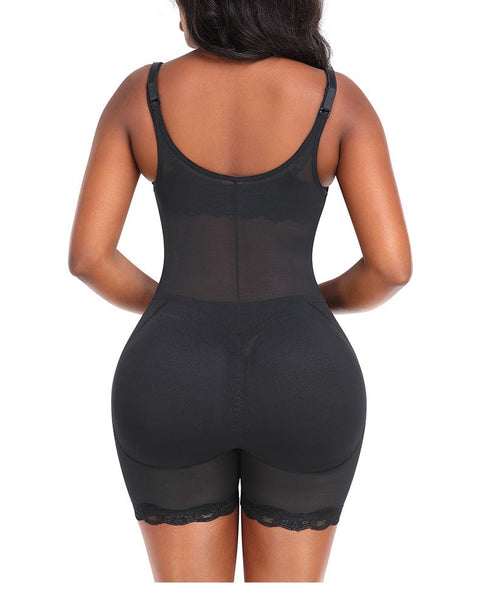 CurvyPower | UK bodysuit Breathable Lace Stitching Shaper Bodysuit with Removable Hip Pads and Adjustable Straps