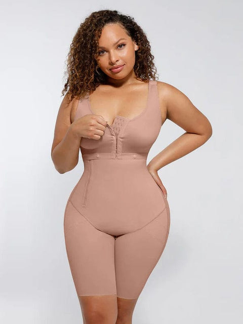 CurvyPower | UK bodysuit Dark Skin / XS Shapewear Bodysuit Covering Postoperative Chest with Side Zipper