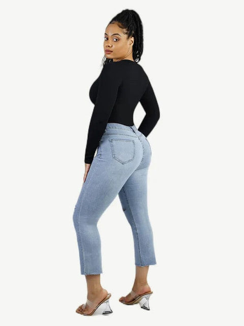 CurvyPower | UK bodysuit Deep V Neck Waist Control Shapewear Thong Bodysuit