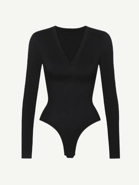 CurvyPower | UK bodysuit Deep V Neck Waist Control Shapewear Thong Bodysuit