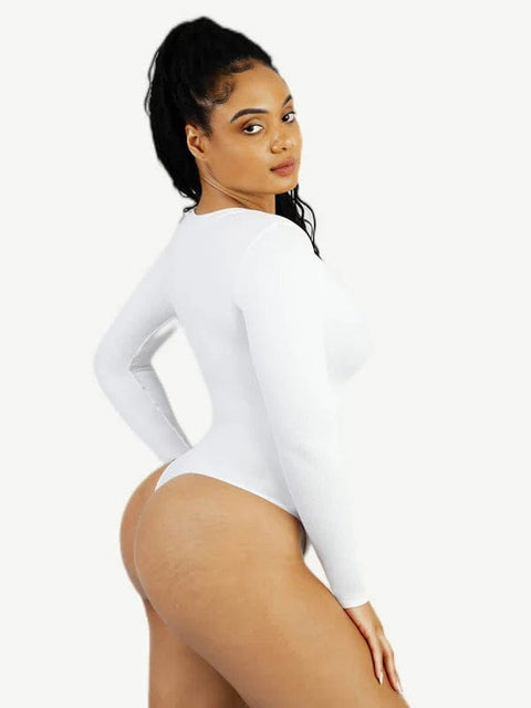 CurvyPower | UK bodysuit Deep V Neck Waist Control Shapewear Thong Bodysuit