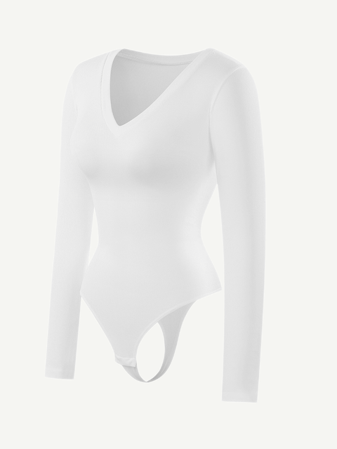 CurvyPower | UK bodysuit Deep V Neck Waist Control Shapewear Thong Bodysuit