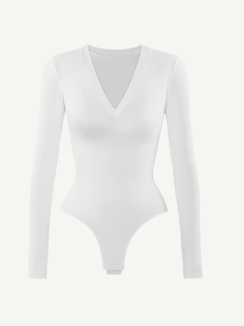 CurvyPower | UK bodysuit Deep V Neck Waist Control Shapewear Thong Bodysuit
