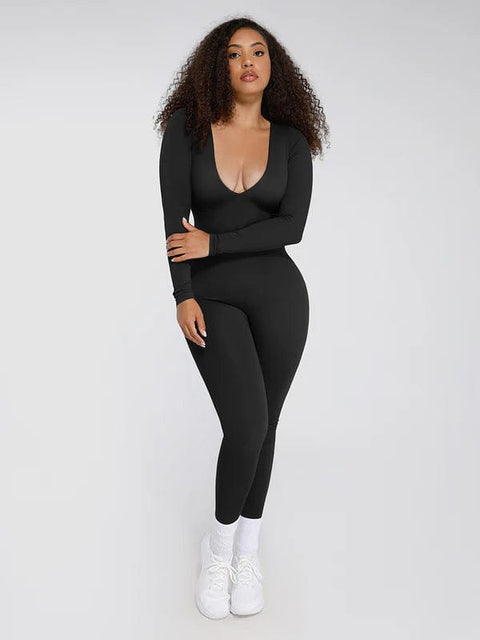 CurvyPower | UK bodysuit Deep V Whole Body Tummy Control Shaping Bodysuit