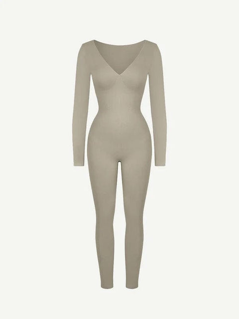 CurvyPower | UK bodysuit Deep V Whole Body Tummy Control Shaping Bodysuit