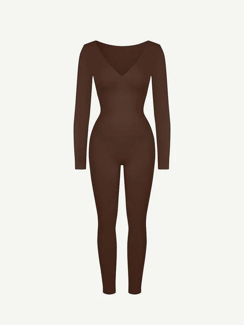 CurvyPower | UK bodysuit Deep V Whole Body Tummy Control Shaping Bodysuit