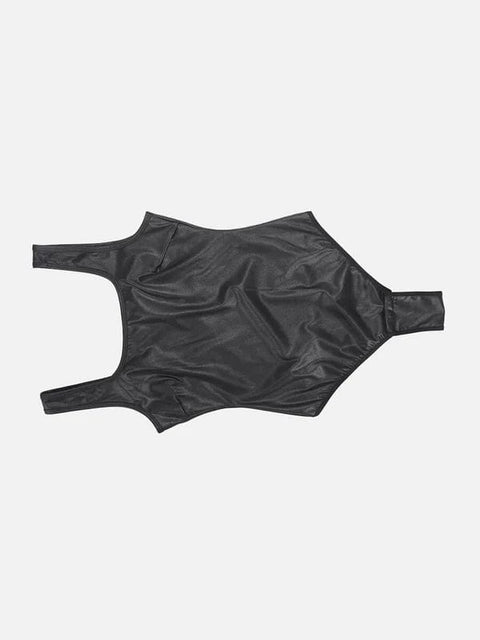 CurvyPower | UK bodysuit Elastic Tummy Control Shapewear Bodysuit in Faux Leather