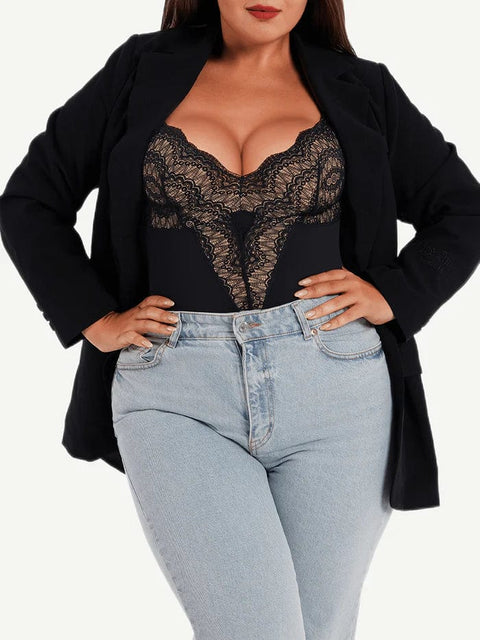 CurvyPower | UK bodysuit Elegant Lace Tummy Control Shapewear Bodysuit