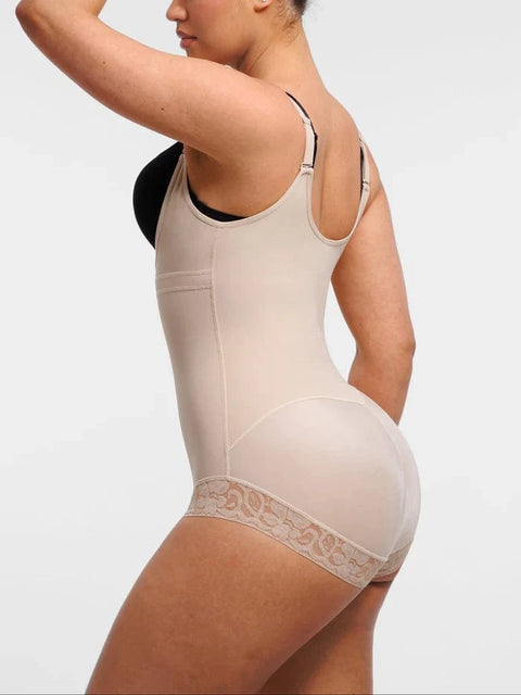 CurvyPower | UK bodysuit Front-Zip Waist-Slimming and Tummy Control Shapewear with U-Shaped Open Bust Support