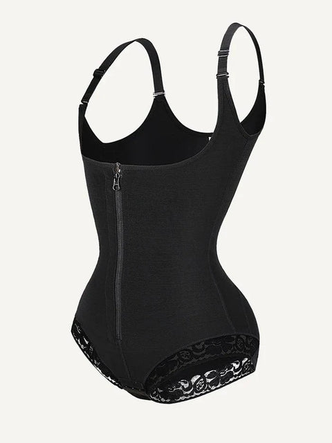 CurvyPower | UK bodysuit Front-Zip Waist-Slimming and Tummy Control Shapewear with U-Shaped Open Bust Support
