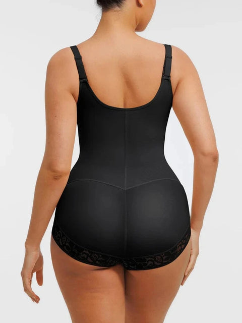 CurvyPower | UK bodysuit Front-Zip Waist-Slimming and Tummy Control Shapewear with U-Shaped Open Bust Support