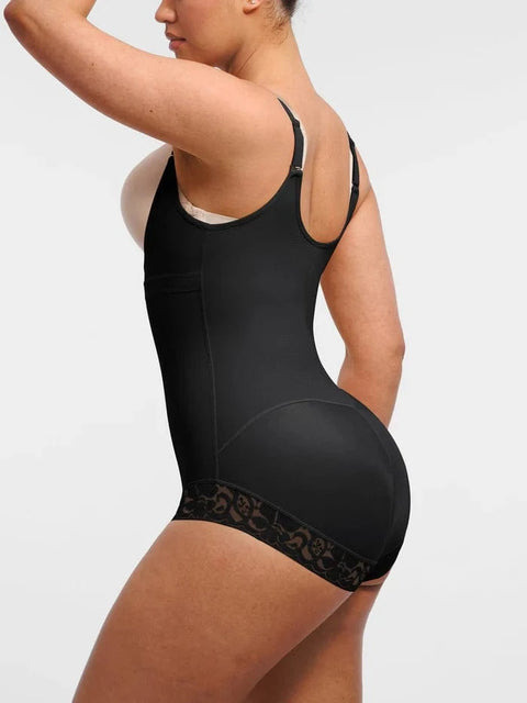 CurvyPower | UK bodysuit Front-Zip Waist-Slimming and Tummy Control Shapewear with U-Shaped Open Bust Support