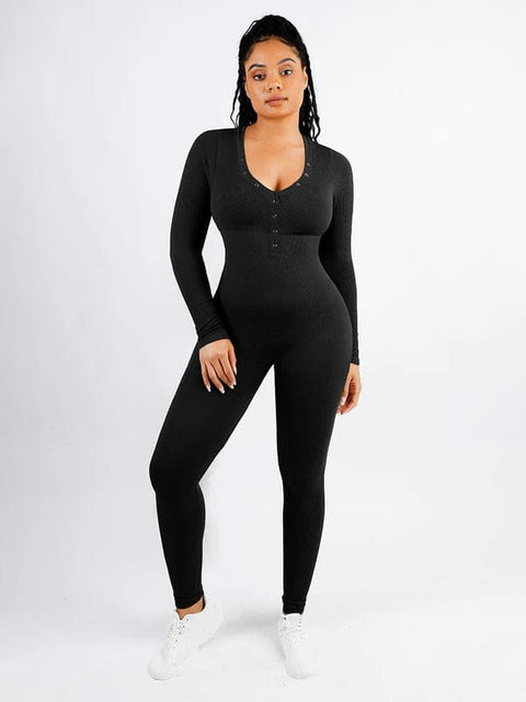 CurvyPower | UK bodysuit Full Body Deep V High Elastic Shaping Bodysuit