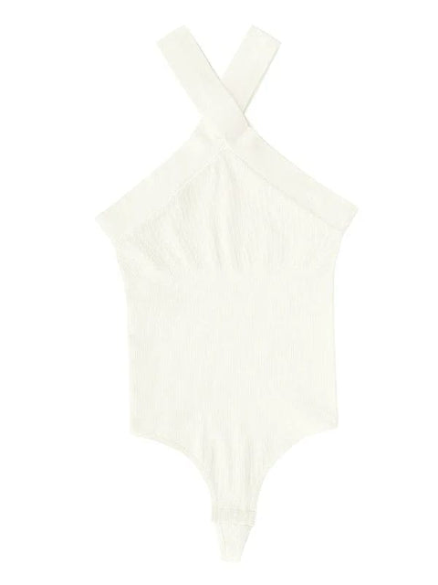 CurvyPower | UK bodysuit Halter Neck Criss-Cross Seamless Shaper Bodysuit