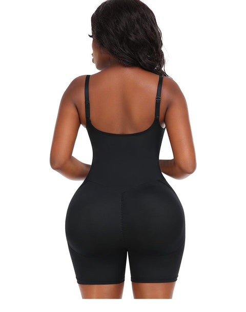 CurvyPower | UK bodysuit Lace V-Neck Low-Back Shapewear Bodysuit with Removable Hip Pads