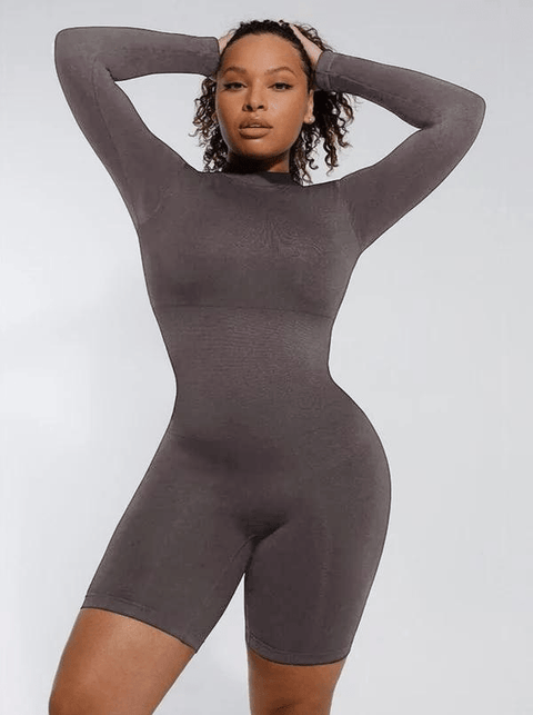 CurvyPower | UK bodysuit Light Gray / XS/S Seamless Waist Cincher Bodysuit Shapewear with Removable Cups