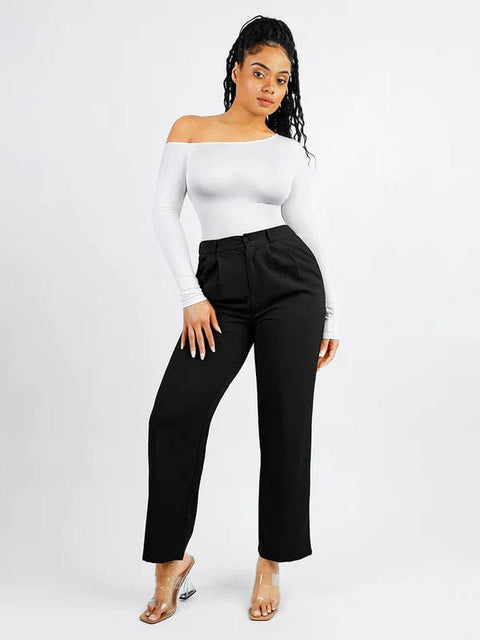 CurvyPower | UK bodysuit Long Sleeve and Diagonal Neck Compression Shapewear Thong  Bodysuit