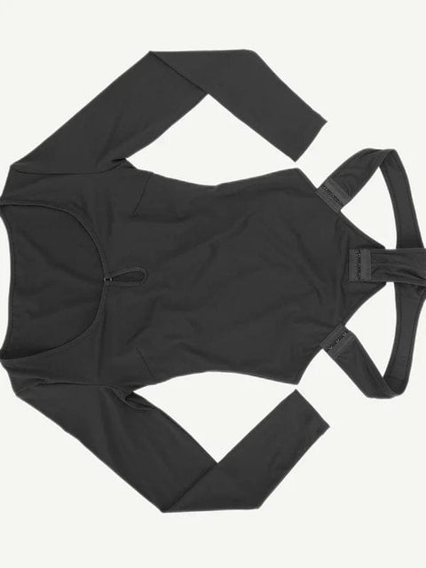 CurvyPower | UK bodysuit Long Sleeve Scoop Neck Shaping Thong Bodysuit
