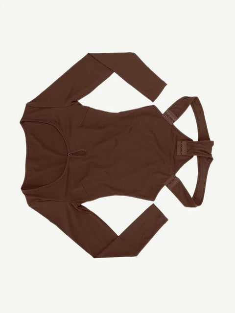 CurvyPower | UK bodysuit Long Sleeve Scoop Neck Shaping Thong Bodysuit