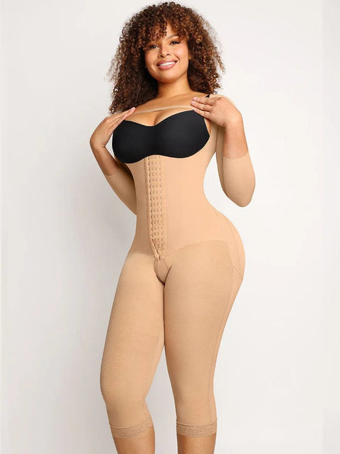 CurvyPower | UK bodysuit Long Sleeve Shapewear Bodysuit with U-Shape Post-Surgical Bust Support