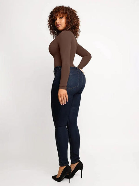 CurvyPower | UK bodysuit Long Sleeve Thong Shapewear Bodysuit
