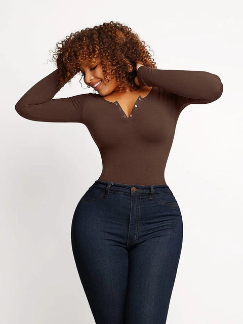 CurvyPower | UK bodysuit Long Sleeve Thong Shapewear Bodysuit