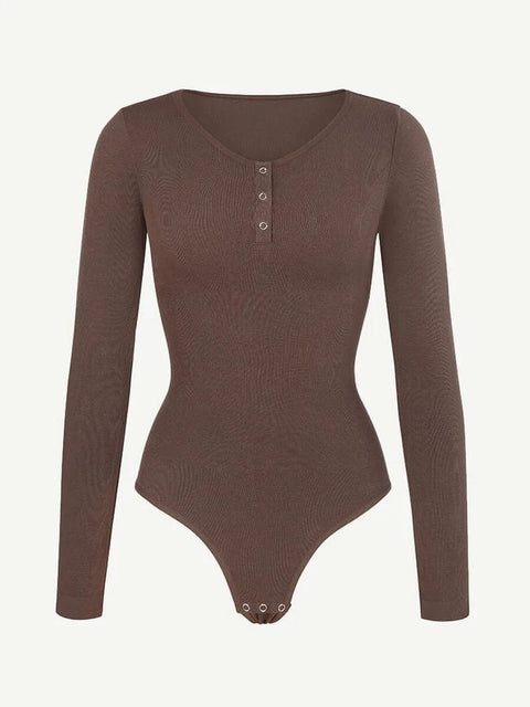 CurvyPower | UK bodysuit Long Sleeve Thong Shapewear Bodysuit