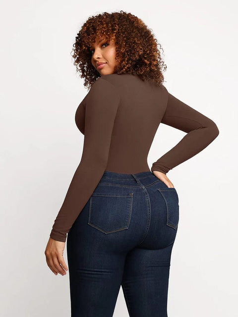 CurvyPower | UK bodysuit Long Sleeve Thong Shapewear Bodysuit
