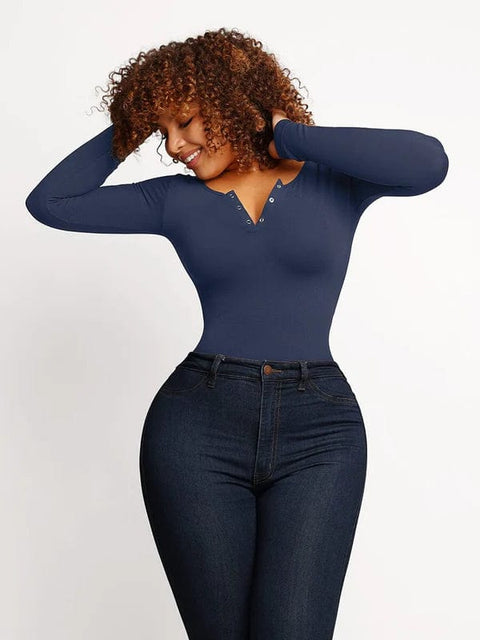 CurvyPower | UK bodysuit Long Sleeve Thong Shapewear Bodysuit