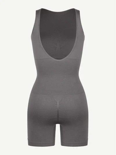 CurvyPower | UK bodysuit Low Back Shapewear Round Neck Bodysuit with Removable Pads