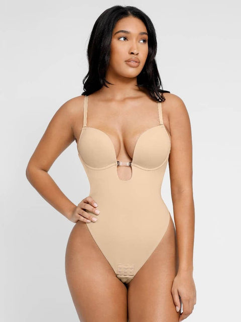 CurvyPower | UK bodysuit Nude / S One Piece Thong Low Back Shapewear Bodysuit