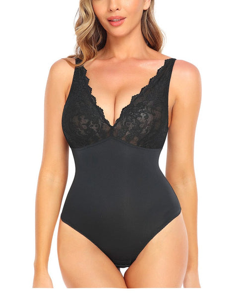 CurvyPower | UK bodysuit One Piece Lace Shaping Bodysuit for Tummy Control