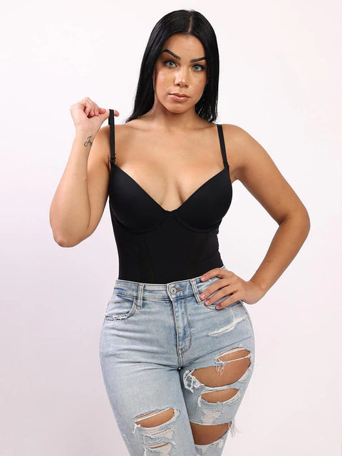 CurvyPower | UK bodysuit One Piece Low Back Tummy Control Shaper Bodysuit