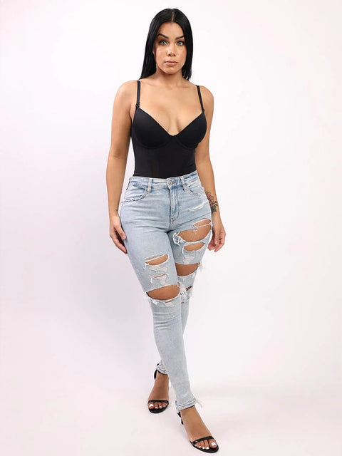 CurvyPower | UK bodysuit One Piece Low Back Tummy Control Shaper Bodysuit
