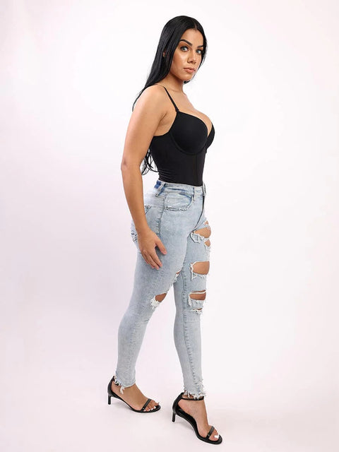CurvyPower | UK bodysuit One Piece Low Back Tummy Control Shaper Bodysuit